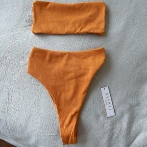 NWT Meshki High Waist Orange Bikini Small